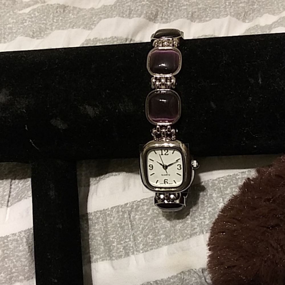 Avon ladies watch birthstone cat's eye link watch
